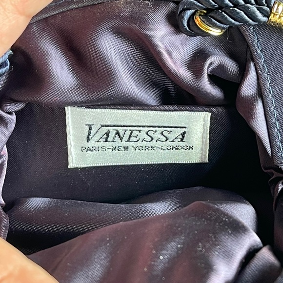 Vintage Vanessa purple silk mini clutch shoulder bag purse w/ braided strap - Picture 11 of 11